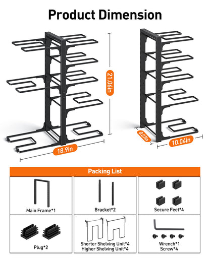 ORDORA Pots and Pans Organizer: Under Cabinet, Adjustable 8-Tier Pot Organizers inside Cabinet, Kitchen Organizers and Storage Fit 6-11 inch Lightweight Cookware