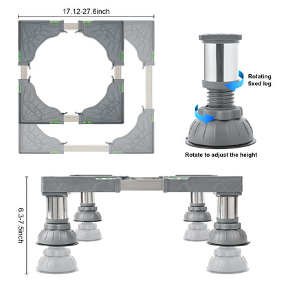 I'SMARTMOON Mini-Fridge-Stand 4 Strong Feet，Adjustable Dolly Washing Machine Stand Base，for Furniture Portable Refrigerator Dryer Stand Black…