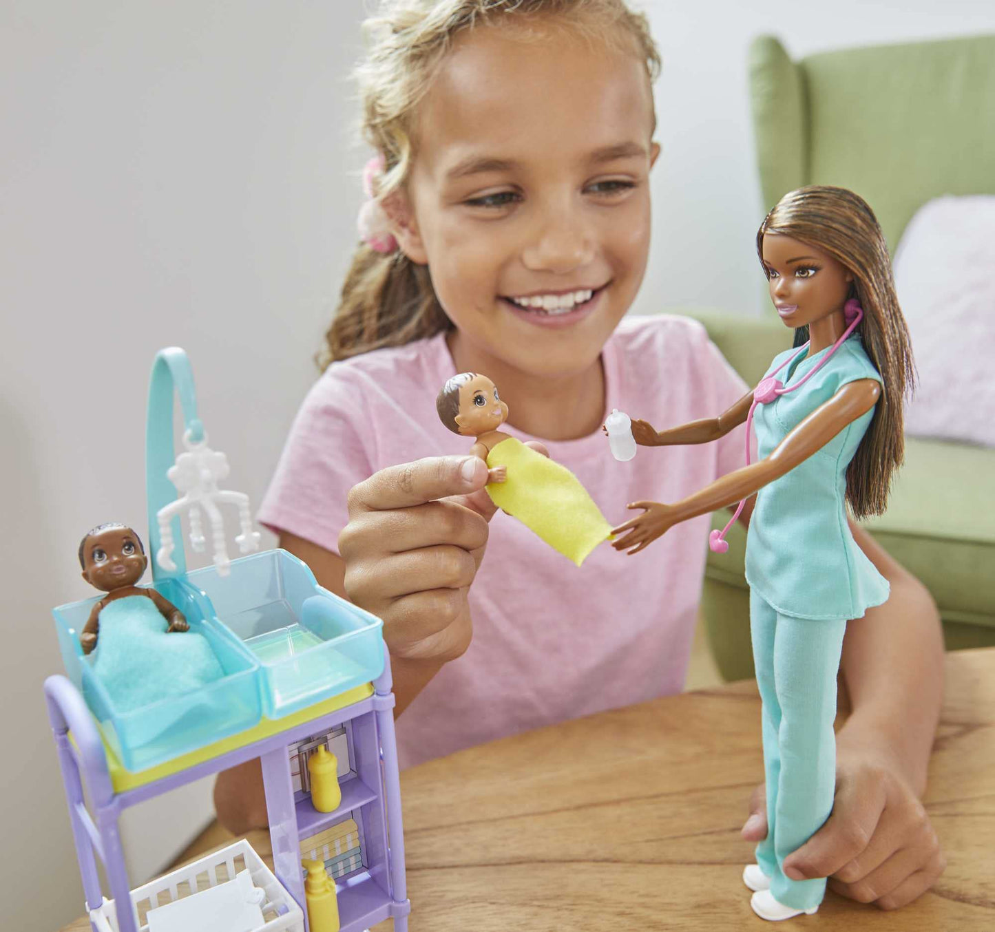 Barbie Careers Doll & Playset, Baby Doctor Theme with Blonde Fashion Doll, 2 Baby Dolls, Furniture & Accessories