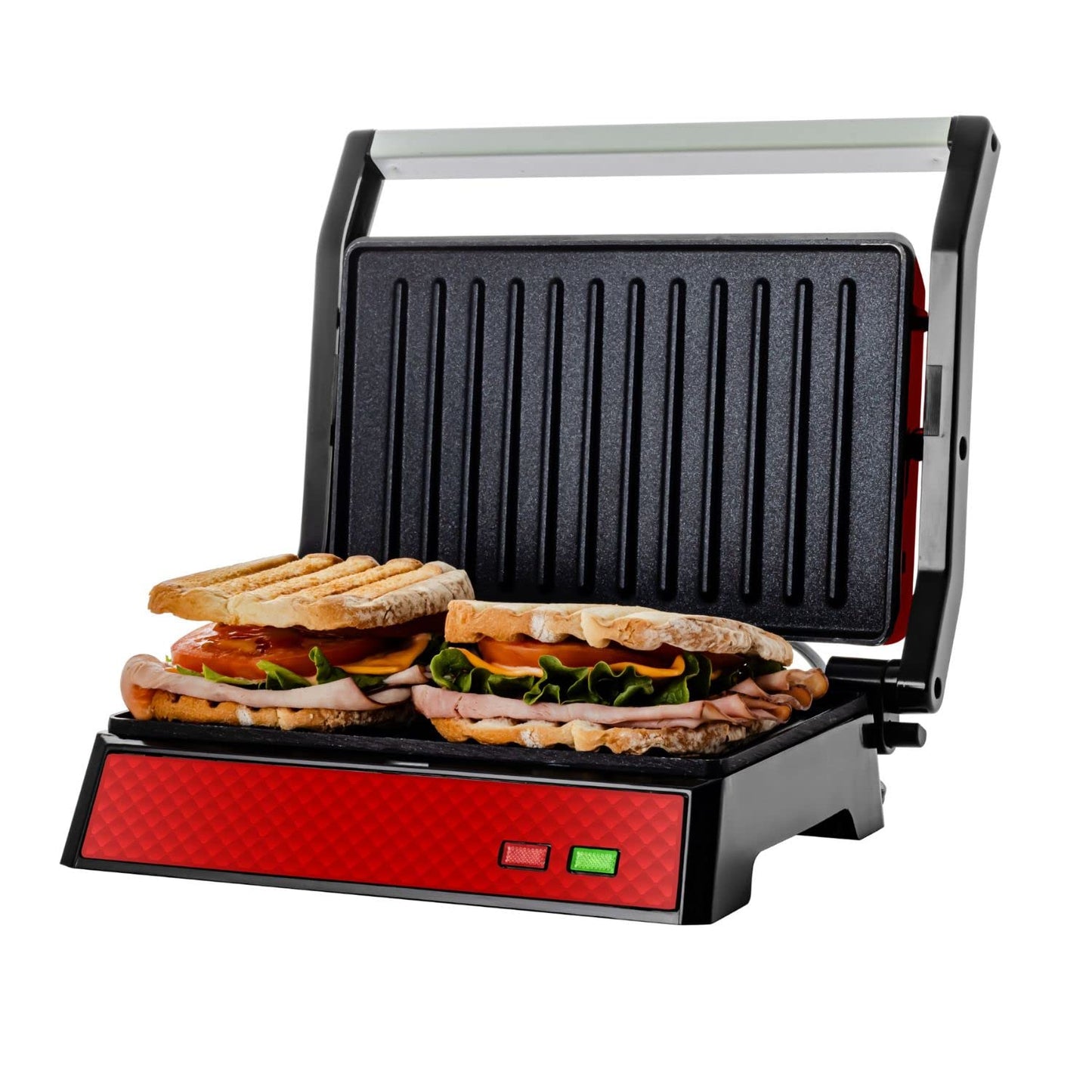 OVENTE Electric Sandwich Maker with Non-Stick Plates, Indicator Lights, Cool Touch Handle, Easy to Clean and Store, Perfect for Cooking Breakfast, Grilled Cheese, Tuna Melts and Snacks, Black GPS401B