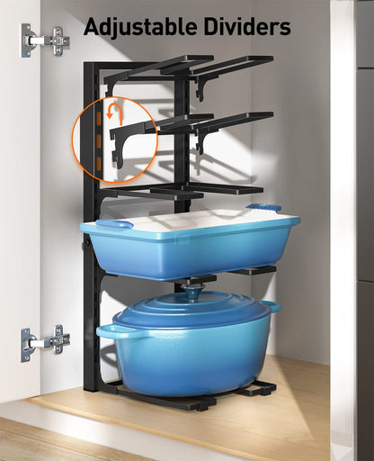 ORDORA Pots and Pans Organizer: Under Cabinet, Adjustable 8-Tier Pot Organizers inside Cabinet, Kitchen Organizers and Storage Fit 6-11 inch Lightweight Cookware