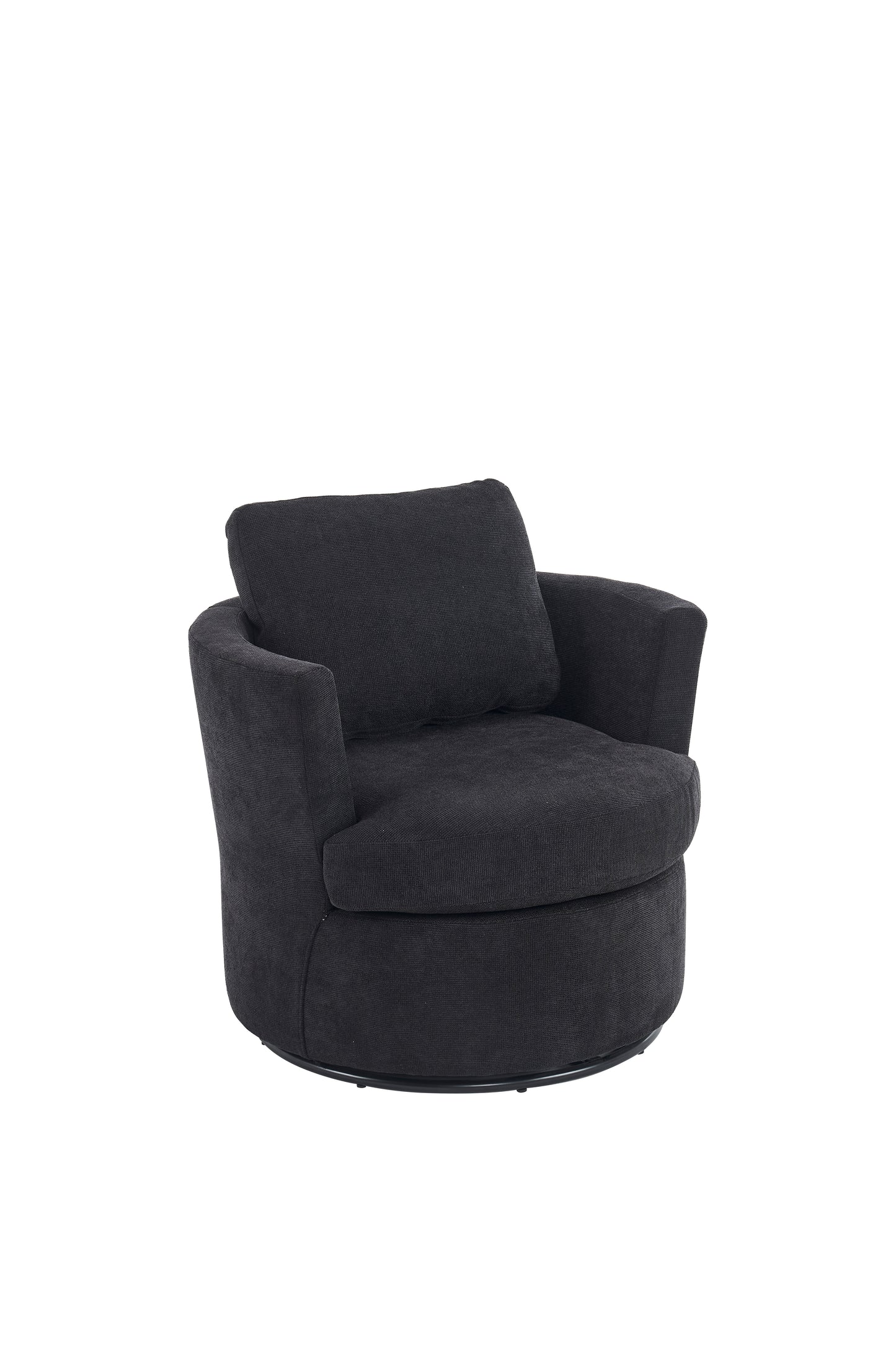 Rotating bucket chair living room comfortable circular sofa chair 360 degree rotating bucket chair armchair (black)