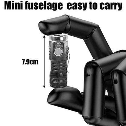 Mini Powerful LED Flashlight USB Rechargeable Strong Light Torch with Three Eye Flashlight Portable Camping Fishing Lantern