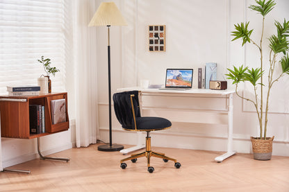 Office desks and chairs, with adjustable wheels and cushioned office desks and chairs that conform to ergonomics (black)