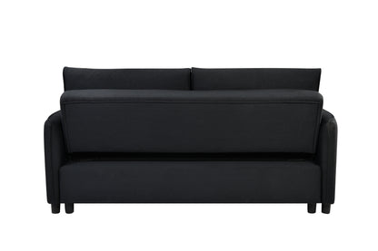 3 in 1 Convertible Sleeper Sofa Bed Modern Fabric Loveseat Futon Sofa Couch w/Pullout Bed Black