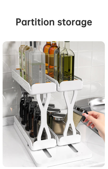 Pull out Rotating Spice Rack Organizer for Cabinet Rotate Makeup Organizer Slide Bottle Box Holder Plastic Seasoning Spice Rack