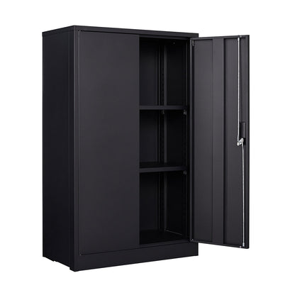 Metal storage cabinet with locked door and adjustable shelf foldable storage cabinet black