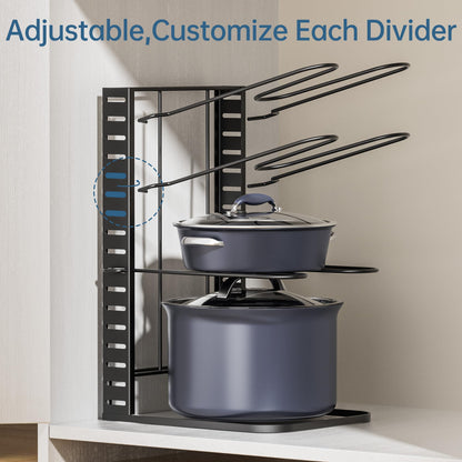 ORDORA Pots and Pans Organizer: Under Cabinet, Adjustable 8-Tier Pot Organizers inside Cabinet, Kitchen Organizers and Storage Fit 6-11 inch Lightweight Cookware