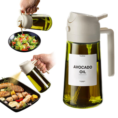 16oz Olive Oil Dispenser for Kitchen - 2 in 1 Olive Oil Dispenser and Oil Sprayer - Olive Oil Dispenser Bottle w/Stickers - Olive Oil Sprayer for Cooking Black (Light Blockage)