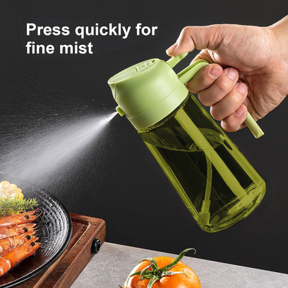 16oz Olive Oil Dispenser for Kitchen - 2 in 1 Olive Oil Dispenser and Oil Sprayer - Olive Oil Dispenser Bottle w/Stickers - Olive Oil Sprayer for Cooking Black (Light Blockage)