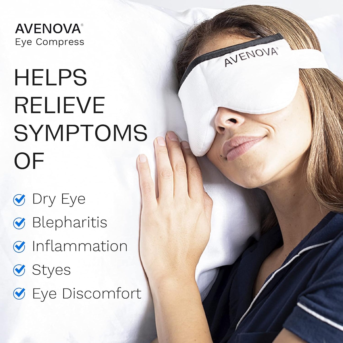 Avenova Moist Heating Eye Compress Mask – Reusable & Microwavable Eye Mask Provides Relief from Allergies, Sinuses, Headaches, Puffy and Irritated Eyes, Dry Eyes, Blepharitis, and Styes