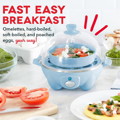 DASH Rapid Egg Cooker: 6 Egg Capacity Electric Egg Cooker for Hard Boiled Eggs, Poached Eggs, Scrambled Eggs, or Omelets with Auto Shut Off Feature - Aqua, 5.5 Inch (DEC005AQ)