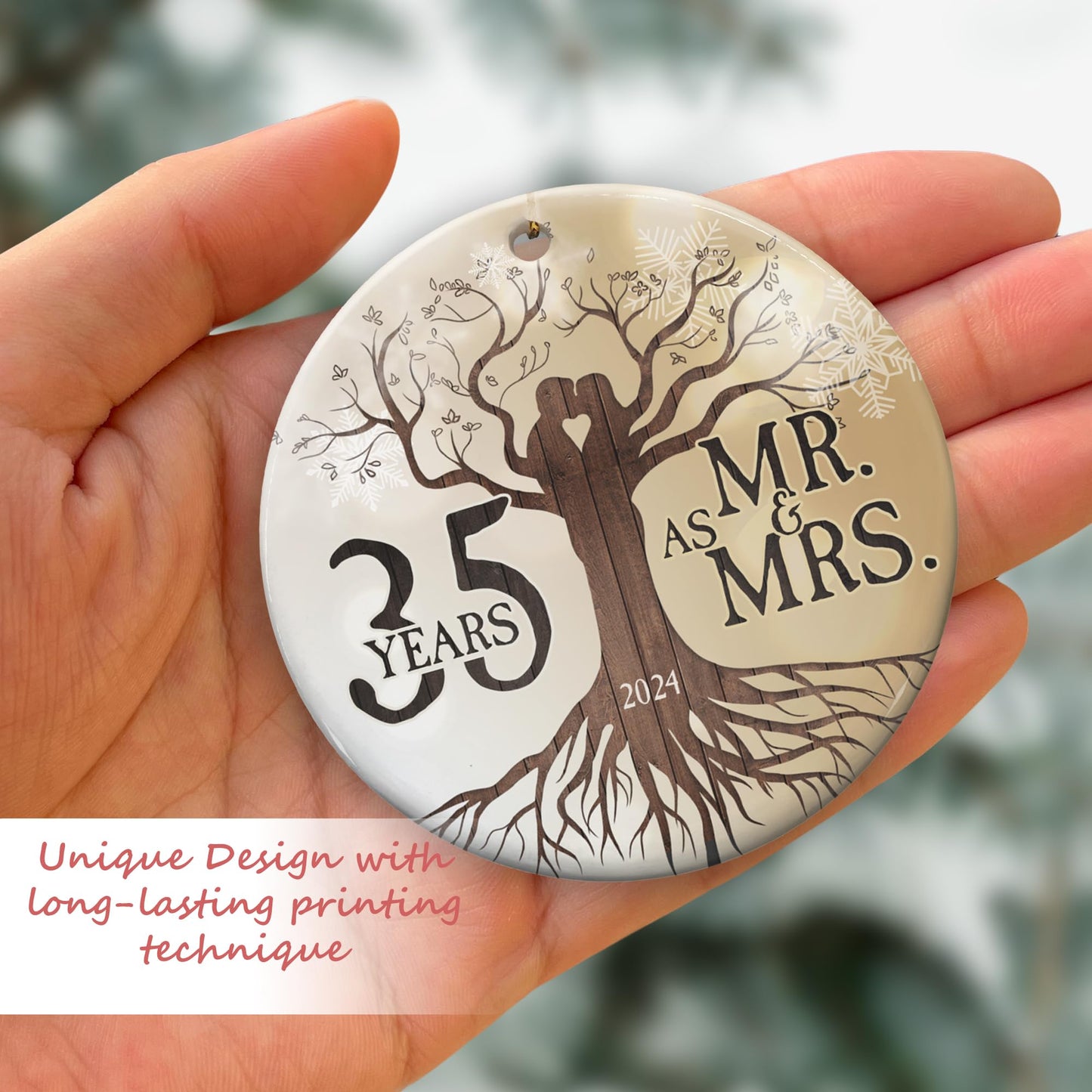 30th 2024 Wedding Anniversary Ornament - Christmas Ceramic Ornament Gift Anniversary for Couple, Parents, Friend Her Him - 30th Wedding Anniversary Present Holiday Decoration Hanging Ornament