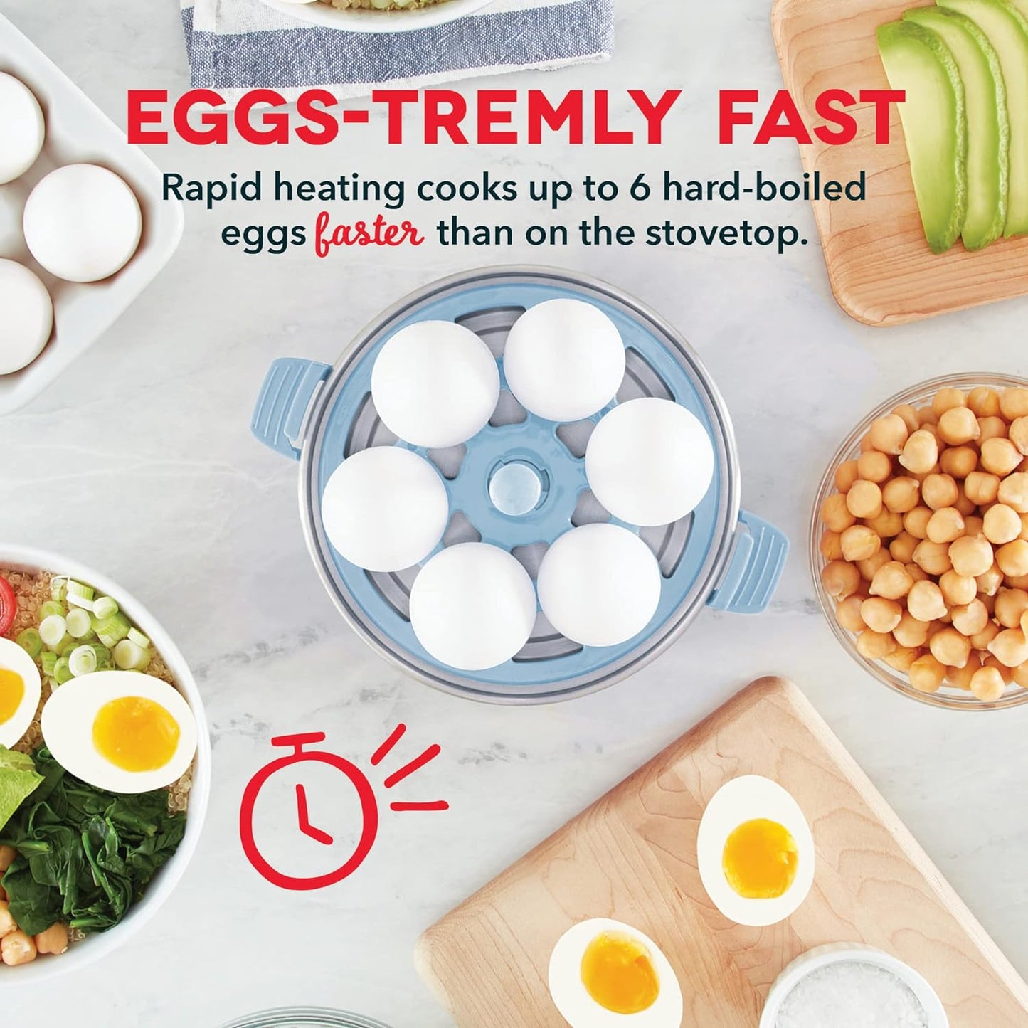 DASH Rapid Egg Cooker: 6 Egg Capacity Electric Egg Cooker for Hard Boiled Eggs, Poached Eggs, Scrambled Eggs, or Omelets with Auto Shut Off Feature - Aqua, 5.5 Inch (DEC005AQ)