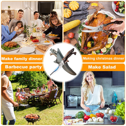 Upgrade Heavy Duty Stainless Steel Kitchen Scissors,Multipurpose Ultra Sharp Utility Scissors, Professional Poultry Shears for Bone, Chicken, Meat, Fish, Turkey,Vegetables,Barbecue Scissors.