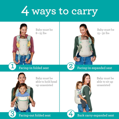 Infantino Flip Advanced 4-in-1 Carrier - Ergonomic, Convertible, face-in and face-Out Front and Back Carry for Newborns and Older Babies 8-32 lbs, Rainbow