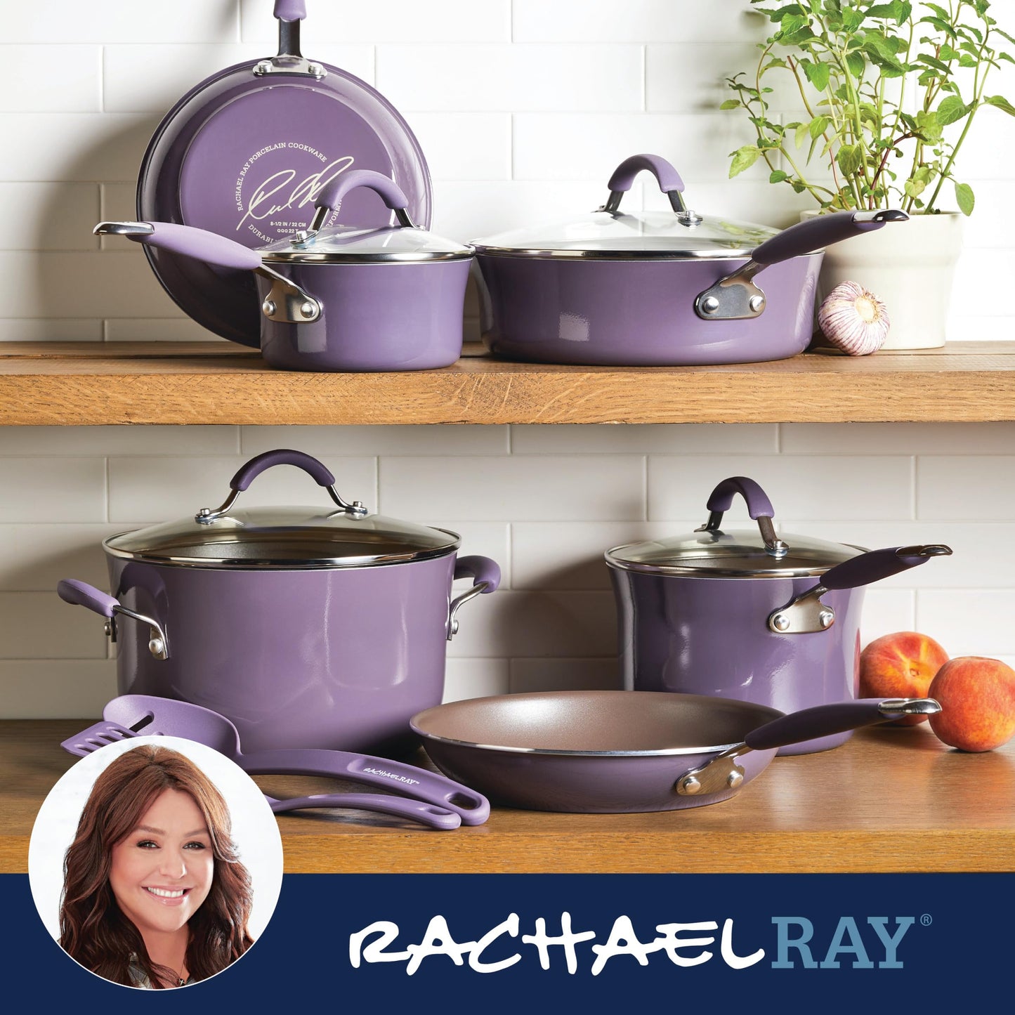 Rachael Ray - 16802 Rachael Ray Cucina Nonstick Cookware Pots and Pans Set, 12 Piece, Sea Salt Gray