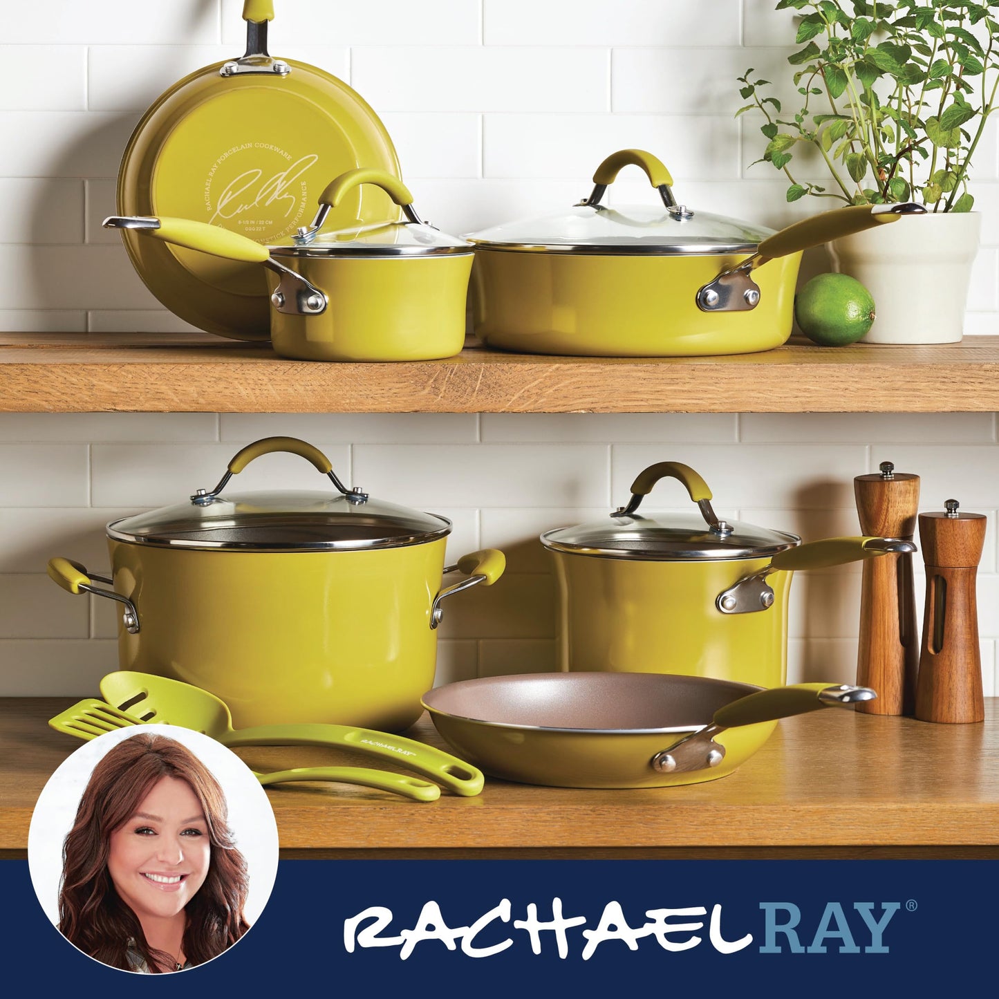 Rachael Ray - 16802 Rachael Ray Cucina Nonstick Cookware Pots and Pans Set, 12 Piece, Sea Salt Gray