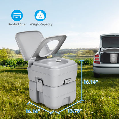 YITAHOME Portable Toilet, Camping Toilet, Travel RV Toilet,5.3 Gallon Detachable Waste Tank, Double Water Spouts, Portable Toilet for Camping, Hiking, Hunting, Boating, Gray