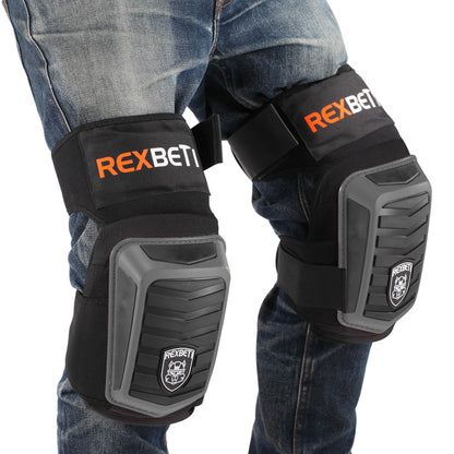 REXBETI Knee Pads for Work, Construction Gel Knee Pads Tools, Heavy Duty Comfortable Anti-slip Foam Knee Pads for Cleaning Flooring and Garden, Strong Stretchable Straps, 1 Pair