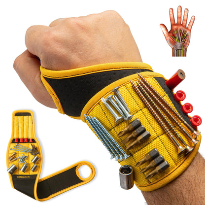 BINYATOOLS Magnetic Wristband with Super Strong Magnets Holds Screws, Nails, Drill Bit. Unique Wrist Support Design Cool Handy Gadget Gifts for Fathers, Boyfriends, Handyman, Electrician