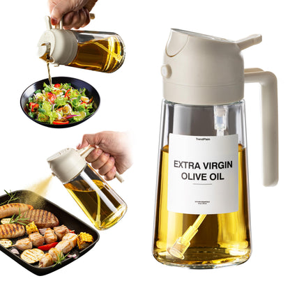 16oz Olive Oil Dispenser for Kitchen - 2 in 1 Olive Oil Dispenser and Oil Sprayer - Olive Oil Dispenser Bottle w/Stickers - Olive Oil Sprayer for Cooking Black (Light Blockage)