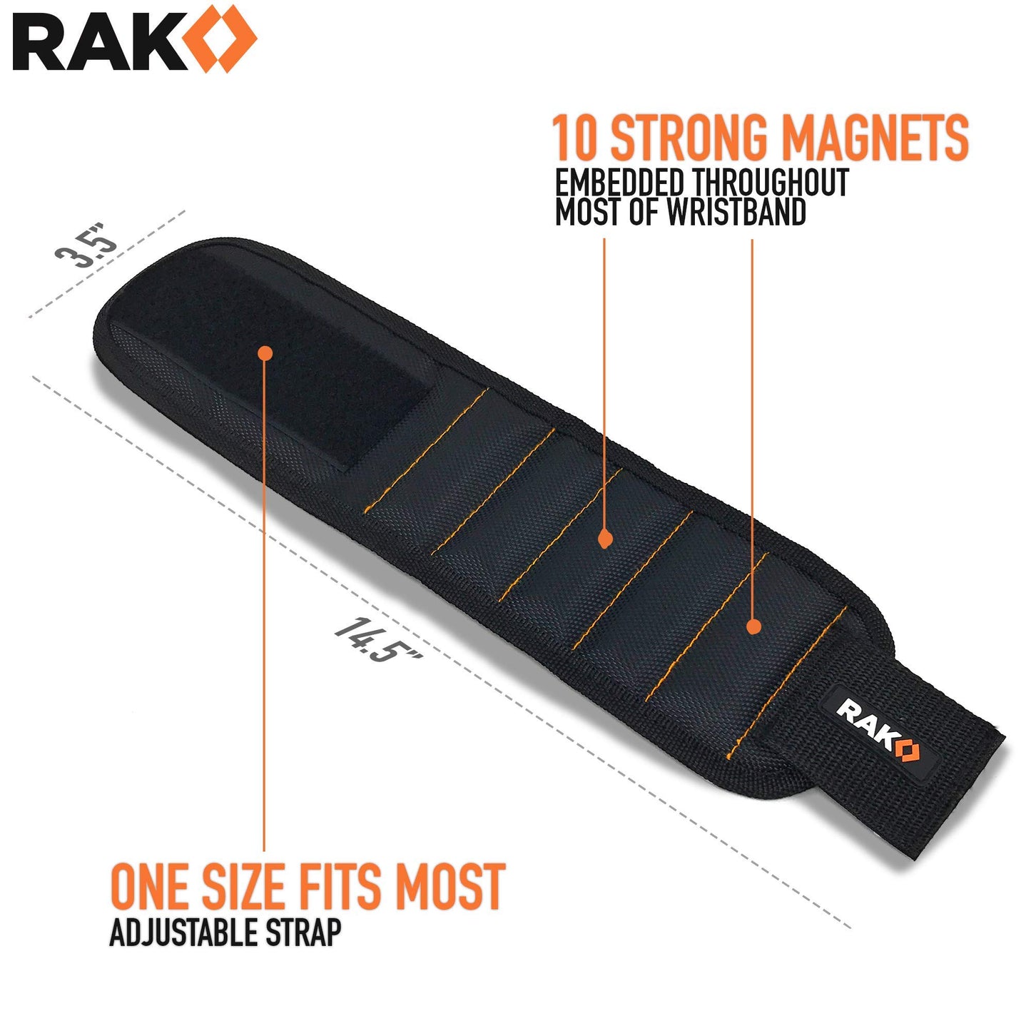 RAK Magnetic Wristband for Holding Screws, Nails and Drill Bits for Men - Made from Premium Ballistic Nylon with Lightweight Powerful Magnets for Dad, Husband, Grandpa, Handyman