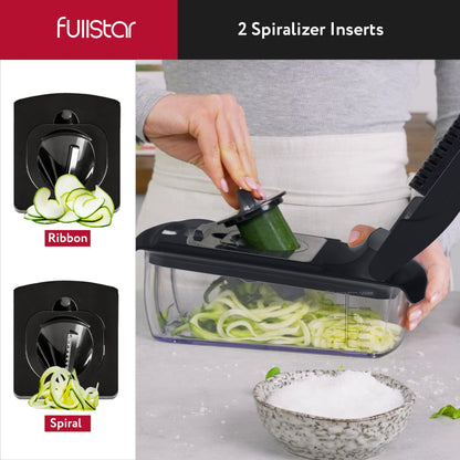 Fullstar Vegetable Chopper - Food Chopper - Onion Chopper - Vegetable Slicer & Spiralizer - Veggie Chopper with Container - Kitchen Gadgets - Home Essentials - Kitchen Accessories (4 in 1, White)