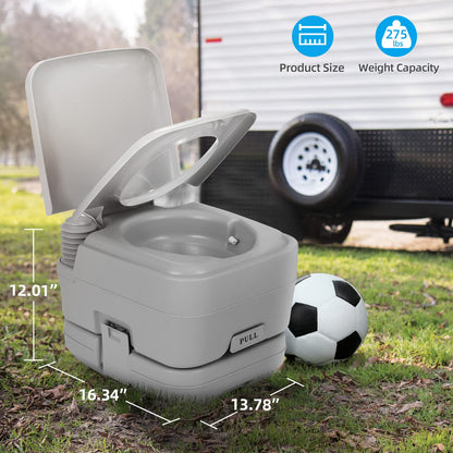 YITAHOME Portable Toilet, Camping Toilet, Travel RV Toilet,5.3 Gallon Detachable Waste Tank, Double Water Spouts, Portable Toilet for Camping, Hiking, Hunting, Boating, Gray