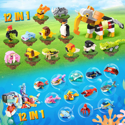 2024 Christmas Advent Calendar 24 Pack Building Block Toys for Kids Set,24 Days Countdown Marine Animal Toys, Boys Girls Party Gifts Birthday Gift,Surprise Christmas and New Year Gifts for Kids