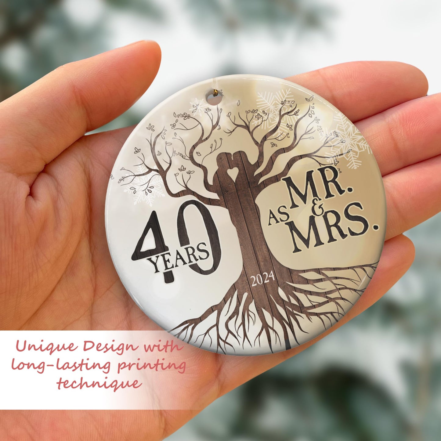 30th 2024 Wedding Anniversary Ornament - Christmas Ceramic Ornament Gift Anniversary for Couple, Parents, Friend Her Him - 30th Wedding Anniversary Present Holiday Decoration Hanging Ornament