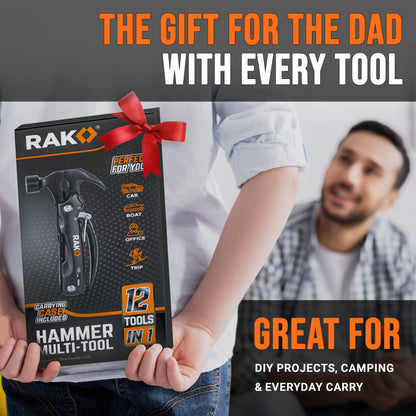 RAK Hammer Multitool BirthdayGifts for Men - Cool Unique Gifts For Men Who Have Everything - Compact DIY Survival Multi Tool - Backpacking & Camping Accessories - Gadget Gifts