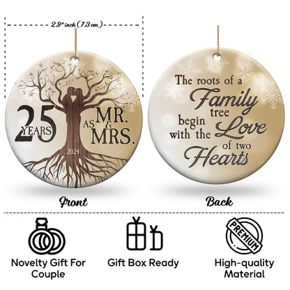 30th 2024 Wedding Anniversary Ornament - Christmas Ceramic Ornament Gift Anniversary for Couple, Parents, Friend Her Him - 30th Wedding Anniversary Present Holiday Decoration Hanging Ornament