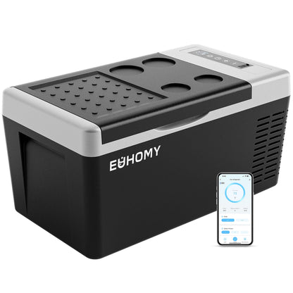 EUHOMY 12 Volt Refrigerator, 19QT(18L) Compressor Electric Cooler, Car Fridge -4℉~68℉, Portable Refrigerator 12/24V DC 110-240V AC, Portable Freezer for Camping, Travel, Boat