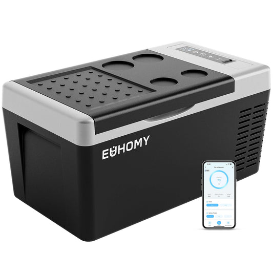 EUHOMY 12 Volt Refrigerator, 19QT(18L) Compressor Electric Cooler, Car Fridge -4℉~68℉, Portable Refrigerator 12/24V DC 110-240V AC, Portable Freezer for Camping, Travel, Boat