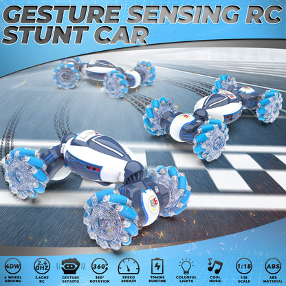 Dysaim Gesture RC Car Hand Controlled Stunt Car for 6-12 yr Boys Girls, 2.4GHz Remote Control Gesture Sensor Toy Cars Drift Twist Car with Light Music for Kids Birthday Xmas Gift