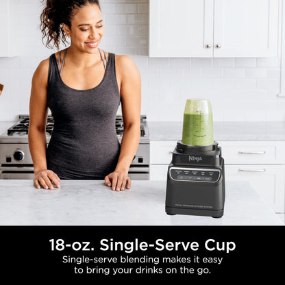 Ninja BL770 Mega Kitchen System, 1500W, 4 Functions for Smoothies, Processing, Dough, Drinks & More, with 72 Blender Pitcher, 64 Processor Bowl, (2) 16-oz. to-Go, Black, with 2 Nutri Cups + Lids