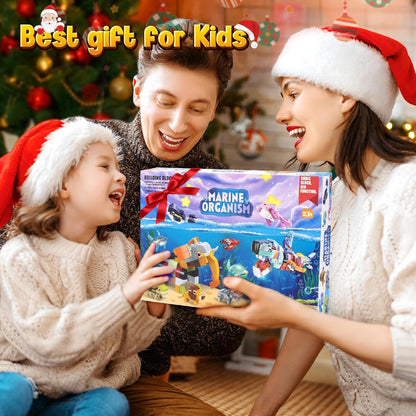 2024 Christmas Advent Calendar 24 Pack Building Block Toys for Kids Set,24 Days Countdown Marine Animal Toys, Boys Girls Party Gifts Birthday Gift,Surprise Christmas and New Year Gifts for Kids