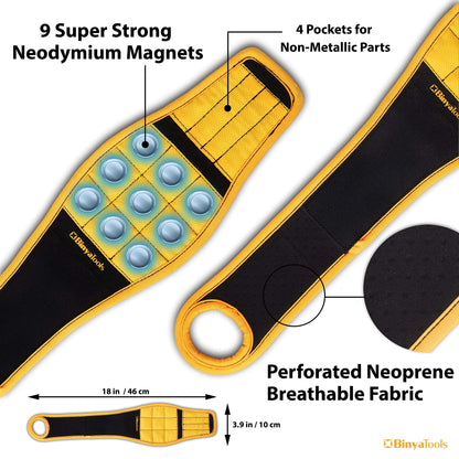 BINYATOOLS Magnetic Wristband with Super Strong Magnets Holds Screws, Nails, Drill Bit. Unique Wrist Support Design Cool Handy Gadget Gifts for Fathers, Boyfriends, Handyman, Electrician