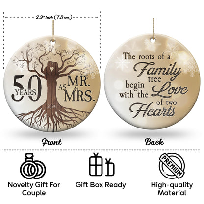 30th 2024 Wedding Anniversary Ornament - Christmas Ceramic Ornament Gift Anniversary for Couple, Parents, Friend Her Him - 30th Wedding Anniversary Present Holiday Decoration Hanging Ornament