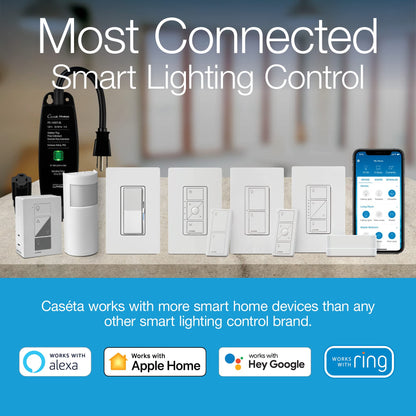 Lutron Caseta Smart Lighting Kit w/ Hub, 2 Original Dimmer Switches, 2 Pico Remotes, & More, for LED Bulbs, Works w/ Alexa, Apple Homekit, Google Home, 150W Single-Pole/3-Way, P-BDG-PKG2W-A