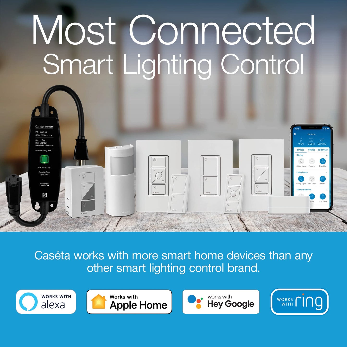 Lutron Caseta Smart Lighting Kit w/ Hub, 2 Original Dimmer Switches, 2 Pico Remotes, & More, for LED Bulbs, Works w/ Alexa, Apple Homekit, Google Home, 150W Single-Pole/3-Way, P-BDG-PKG2W-A