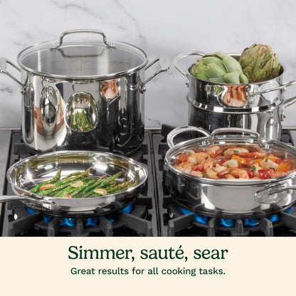 Cuisinart 17-Piece Cookware Set, Chef's Classic Steel Collection 77-17N