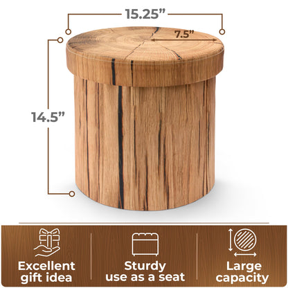 Sorbus Tree Stump Stool, Toy Storage Ottoman 15 Inch Fake Tree Stumps Log Stool Storage, Artificial Tree Trunk, Perfect Footstool Kids Toy Chest, Rustic Log Cabin Decor Bench, Pedestal (2 Pack)