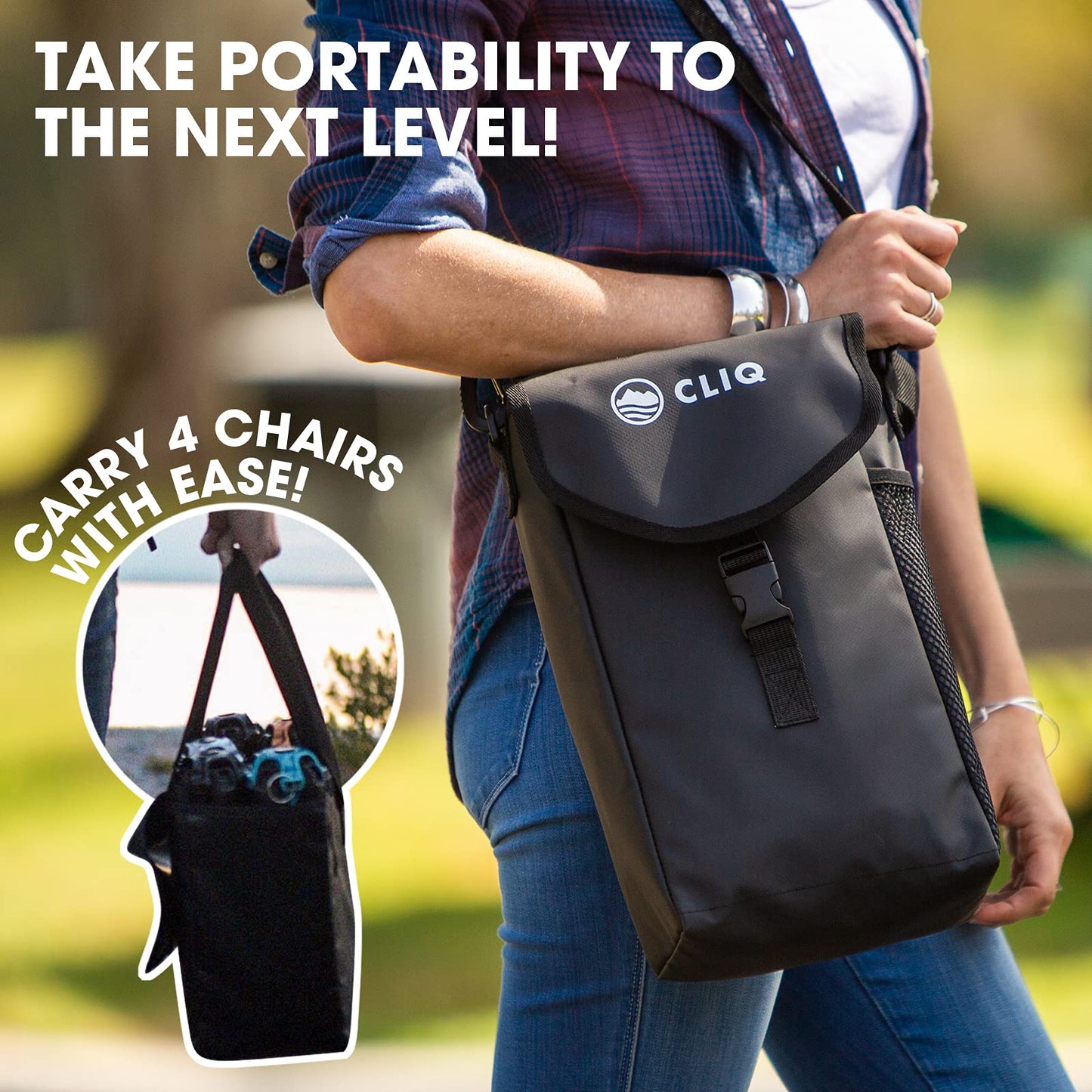 CLIQ Portable Chair - Lightweight Folding Chair for Camping - Supports 300 Lbs - Perfect for Outdoor Adventures - Moss Chair