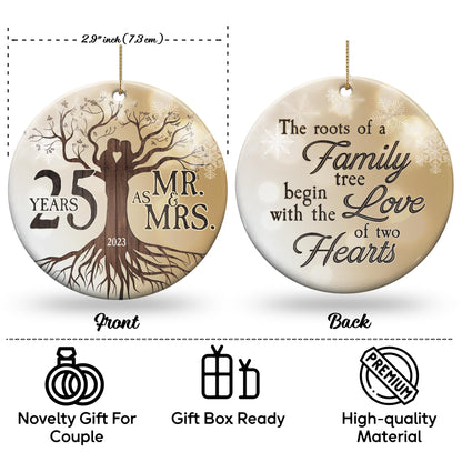 30th 2024 Wedding Anniversary Ornament - Christmas Ceramic Ornament Gift Anniversary for Couple, Parents, Friend Her Him - 30th Wedding Anniversary Present Holiday Decoration Hanging Ornament