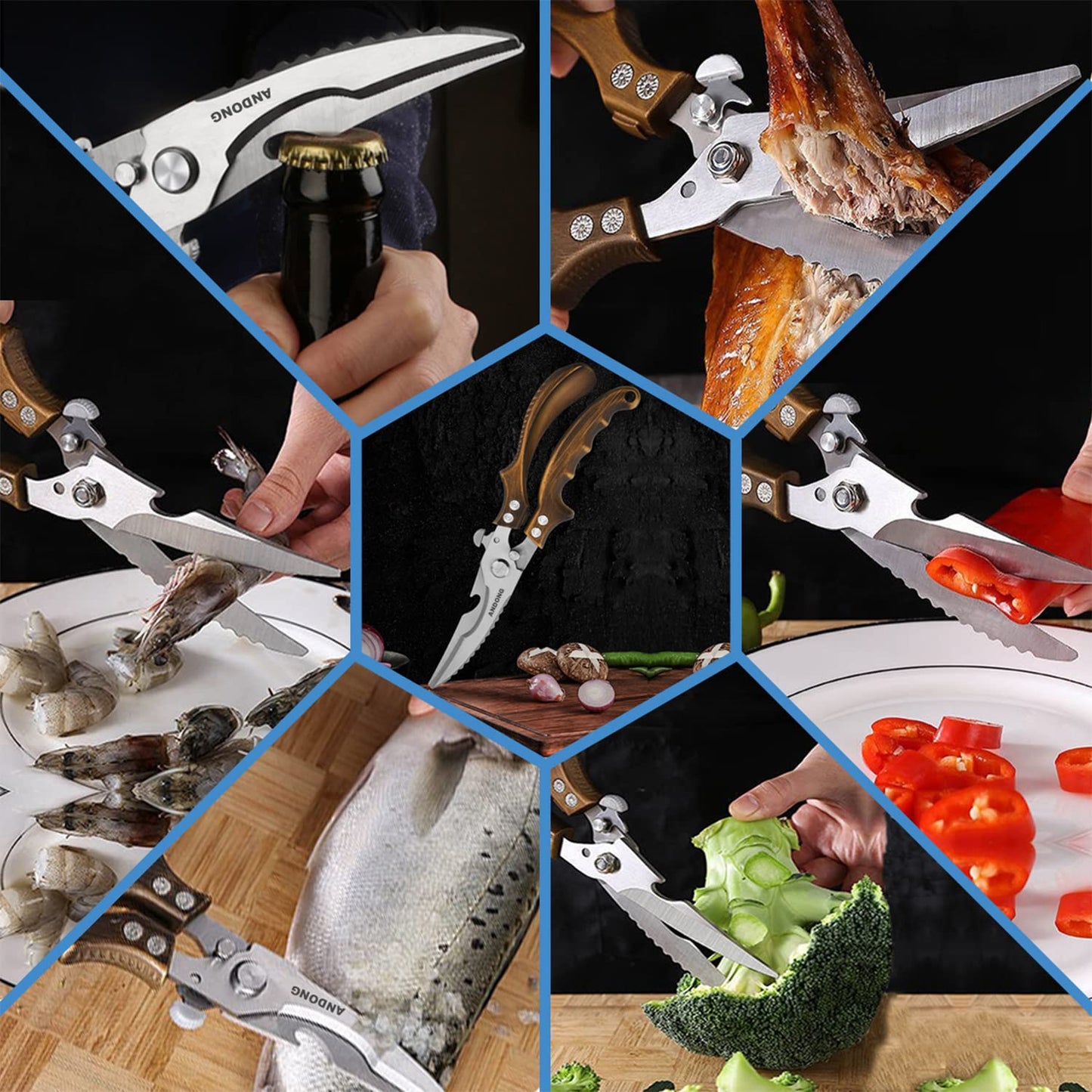 Upgrade Heavy Duty Stainless Steel Kitchen Scissors,Multipurpose Ultra Sharp Utility Scissors, Professional Poultry Shears for Bone, Chicken, Meat, Fish, Turkey,Vegetables,Barbecue Scissors.