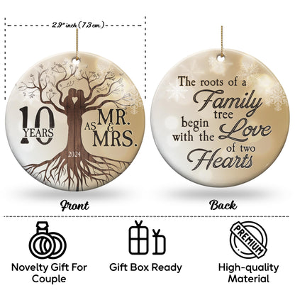 30th 2024 Wedding Anniversary Ornament - Christmas Ceramic Ornament Gift Anniversary for Couple, Parents, Friend Her Him - 30th Wedding Anniversary Present Holiday Decoration Hanging Ornament