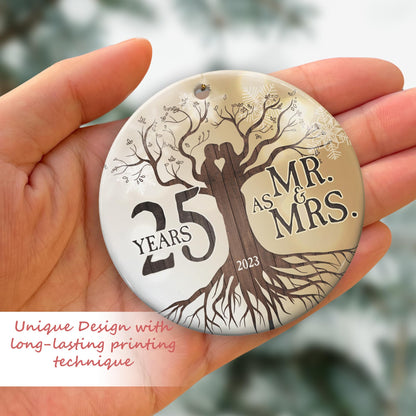 30th 2024 Wedding Anniversary Ornament - Christmas Ceramic Ornament Gift Anniversary for Couple, Parents, Friend Her Him - 30th Wedding Anniversary Present Holiday Decoration Hanging Ornament