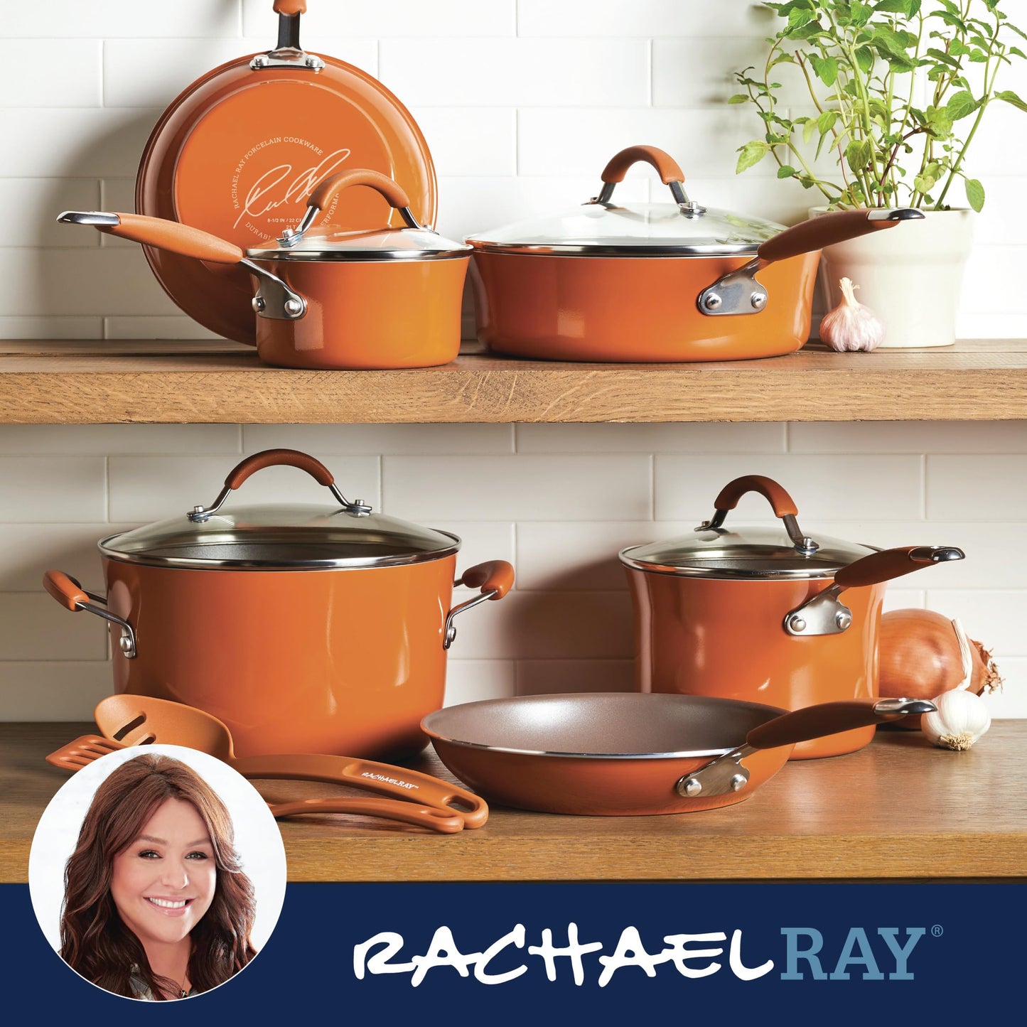 Rachael Ray - 16802 Rachael Ray Cucina Nonstick Cookware Pots and Pans Set, 12 Piece, Sea Salt Gray